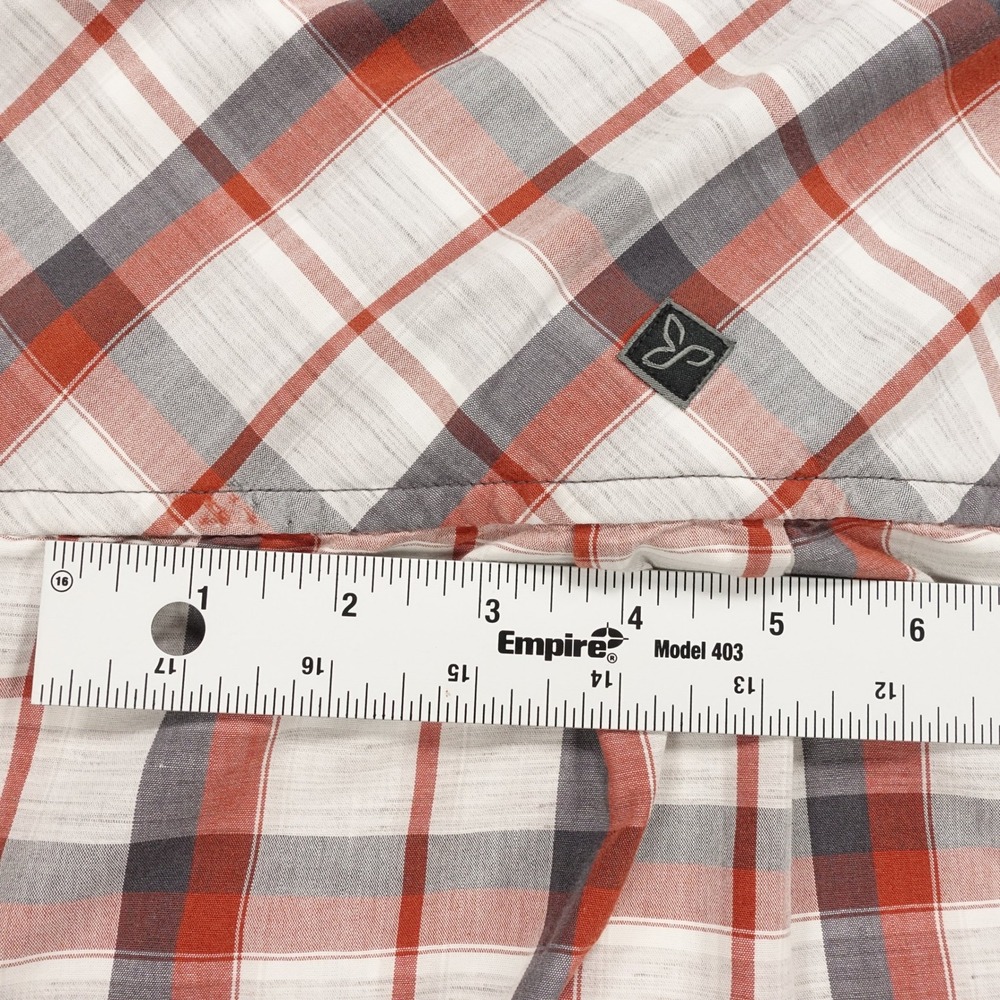 Prana Short Sleeve Shirt Men's Medium Plaid Button Up Pocket Red - Picture 9 of 10